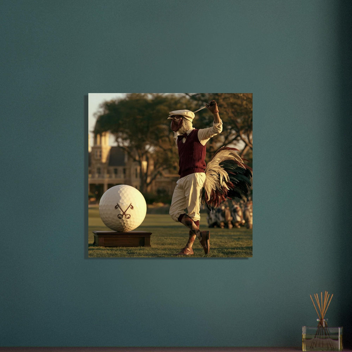 Personalized Golf Wall Art, Custom Golf Ball Gift for Men, Gentleman Rooster Golfer Poster, Vintage Golf Decor, Man Cave Canvas Print