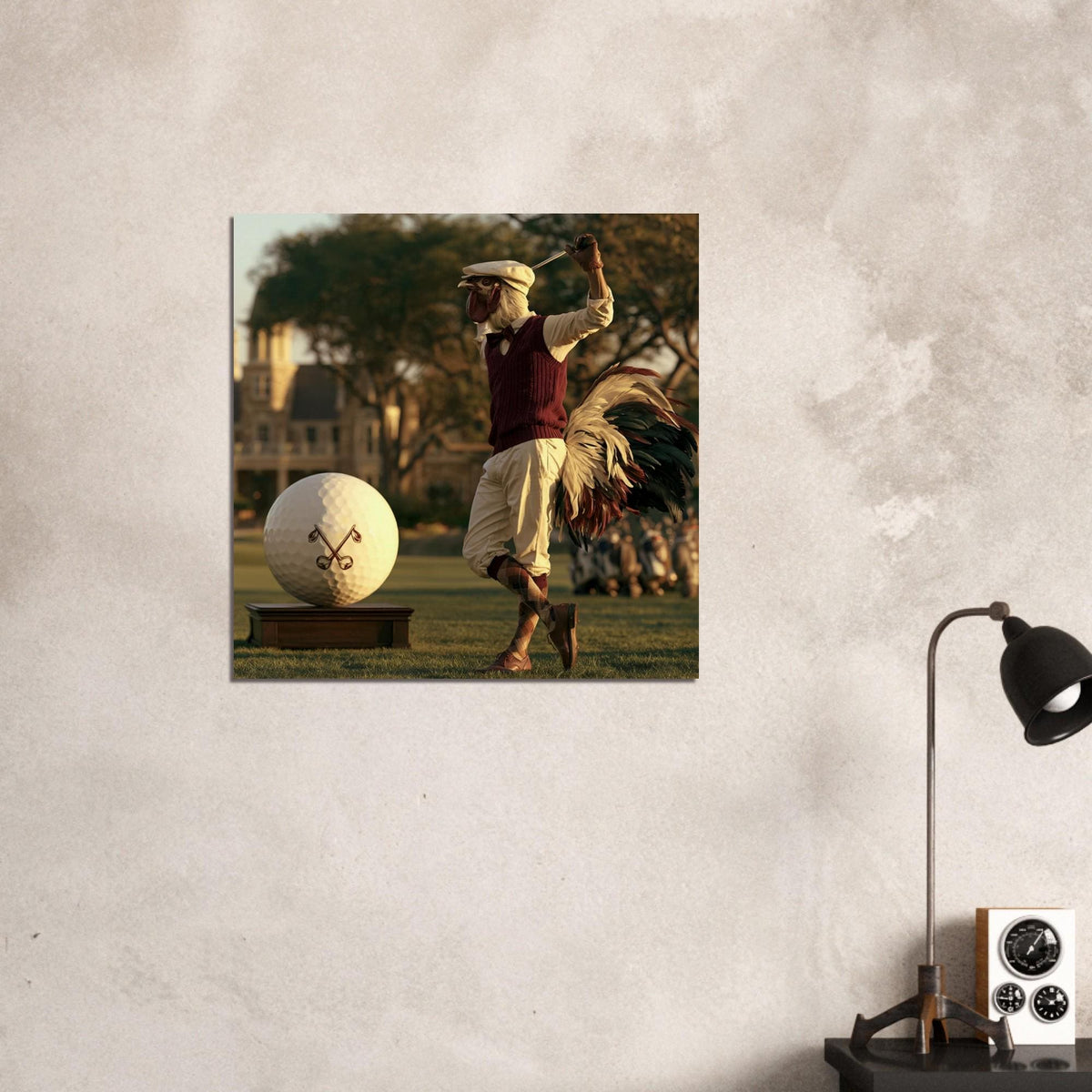 Personalized Golf Wall Art, Custom Golf Ball Gift for Men, Gentleman Rooster Golfer Poster, Vintage Golf Decor, Man Cave Canvas Print