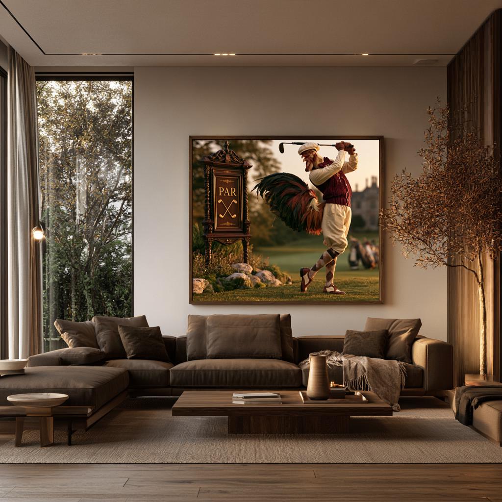 Personalized Golf Wall Art, Custom Golf Gifts for Men, Gentleman Rooster Golfer Poster, Vintage Golf Decor, Man Cave Canvas Print